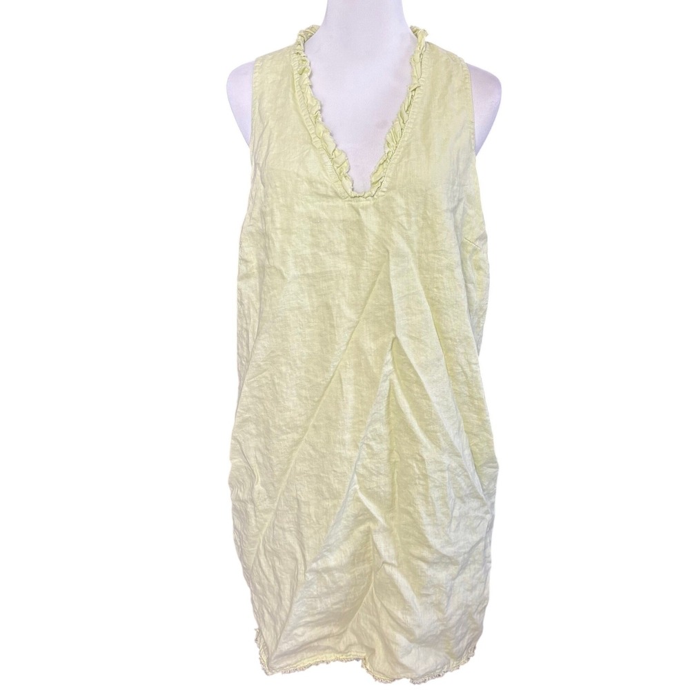 Tommy Bahama 100%‎ Linen Sleeveless Shift Dress Size L Lime Green Beachy Summer
